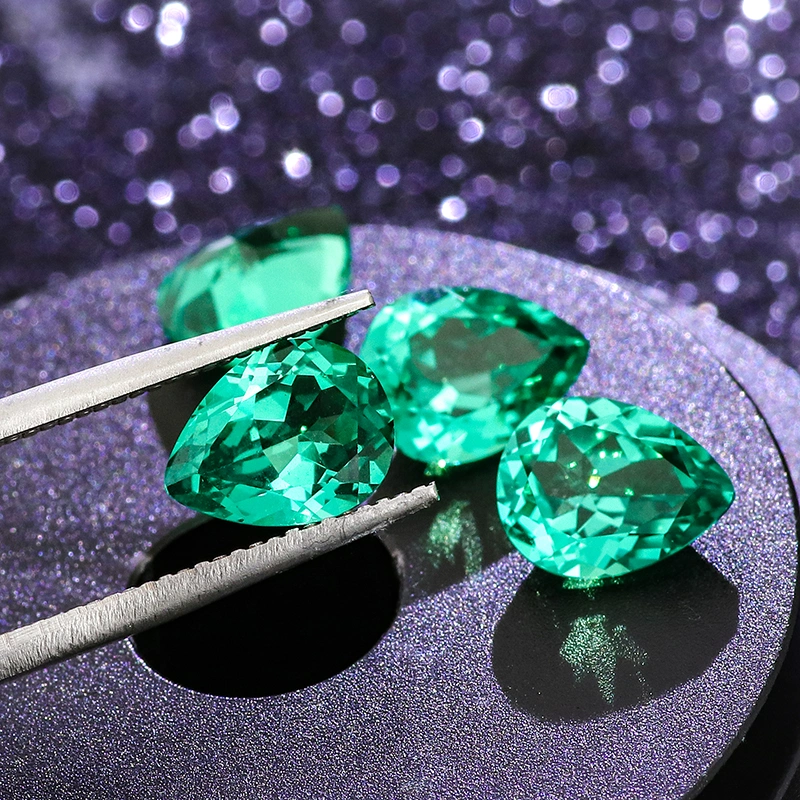 Wholesale Loose Gemstones Pear Shape Lab Grown Ghrysoberyl Emerald Gemstone for Jewelry Making Loose From China Factory